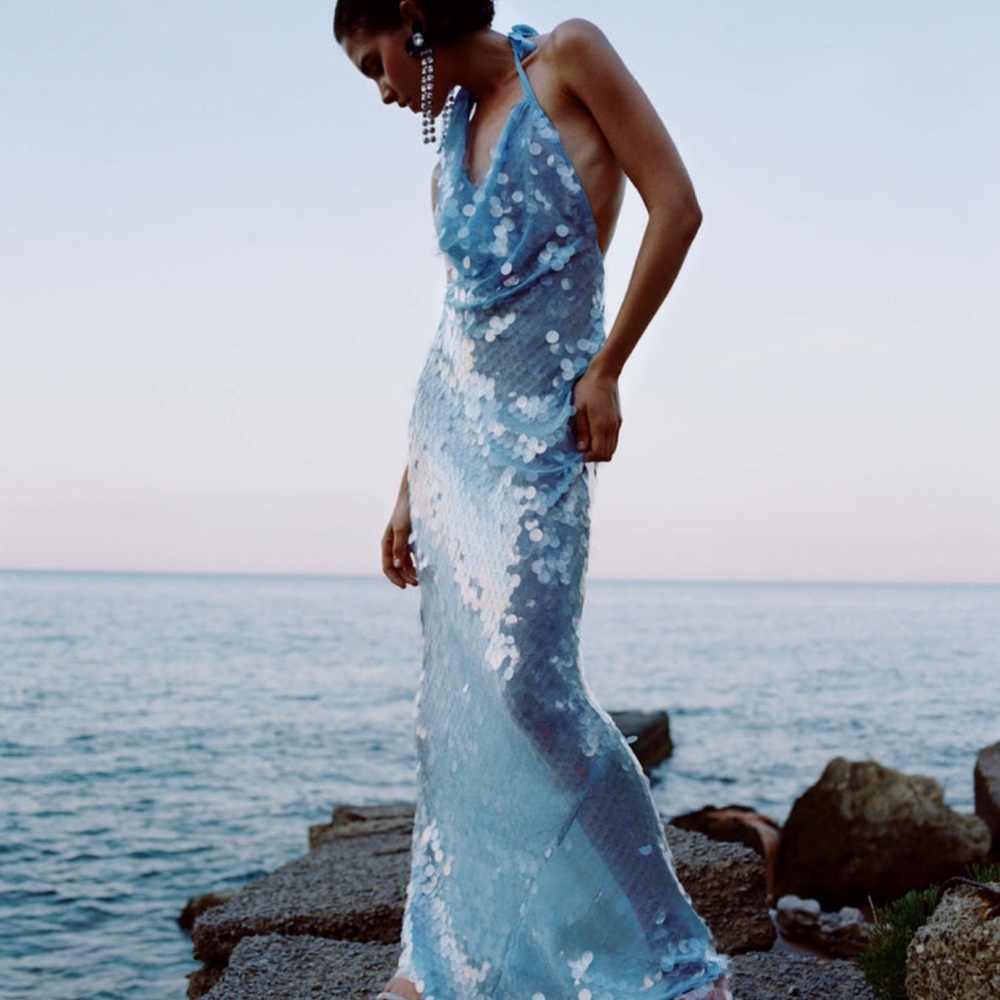 Rat & Boa Blue Sequin Maxi Dress